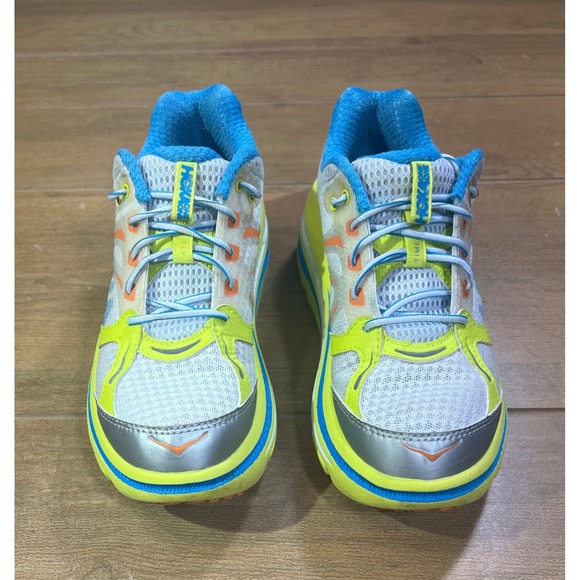 Hoka One One Stinson Lite Grey Lime Blue Maximalist Running Shoes Sneakers Sz 6